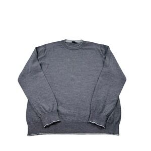 Eleventy Gray Pure Wool Men's Crewneck L/S Sweater Size Large